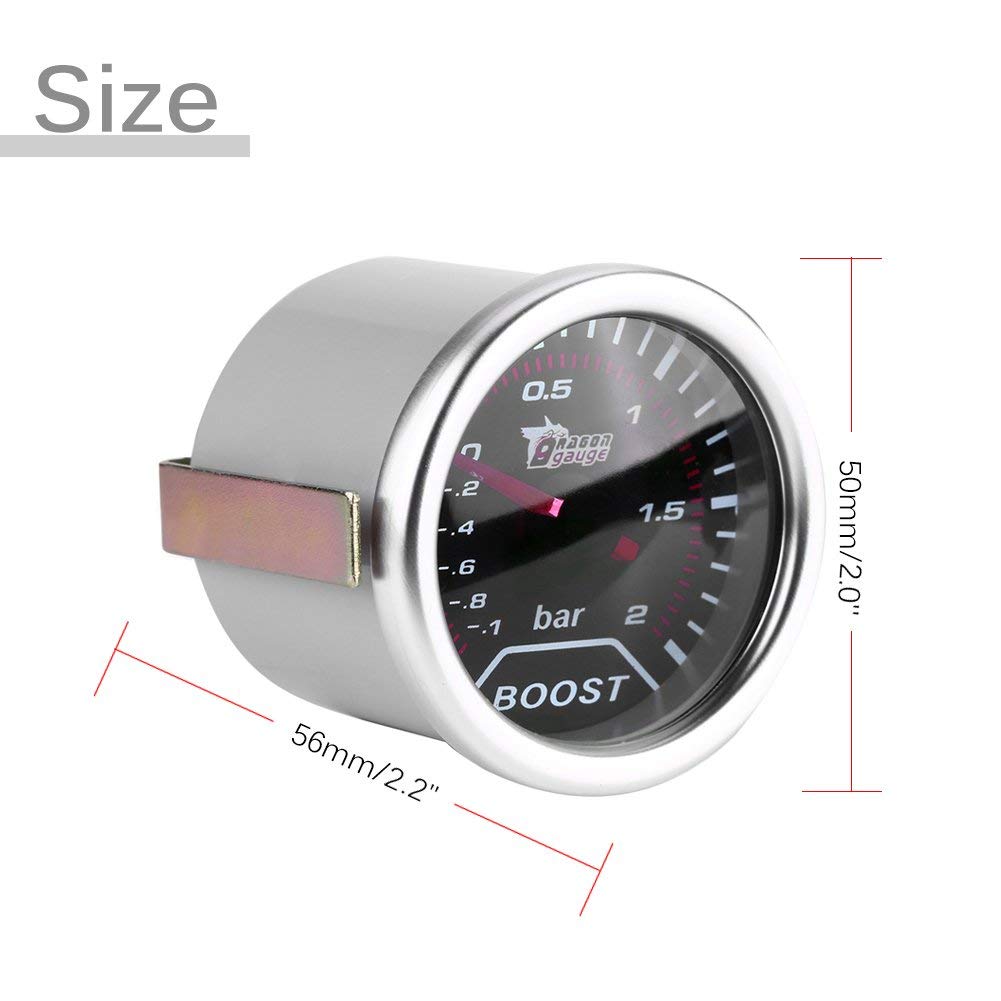Dilwe Misuratore di manometro Turbo Universale 30 PSI - Calibro di Pressione di sovralimentazione con Tubo in PVC