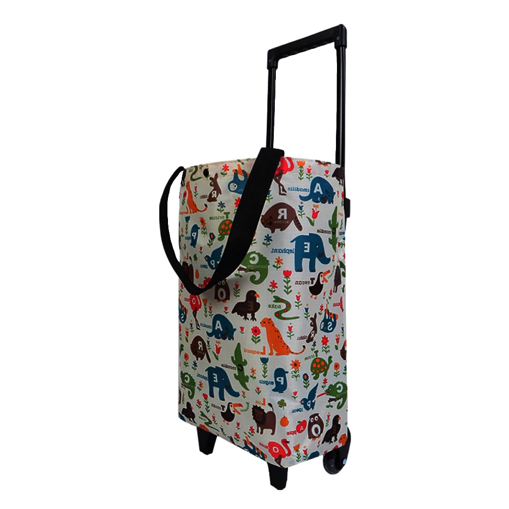 Small Collapsible Shopping Cart,Shopping Cart with Wheels,Folding (XCartoon8)