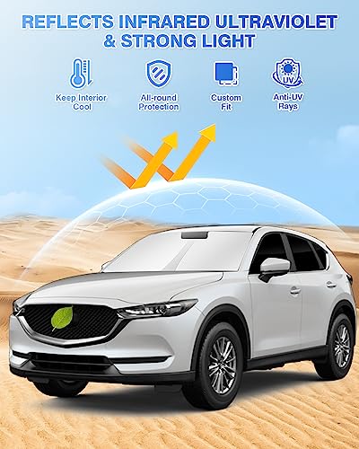Image of Canvcle Windshield Sunshade for Mazda CX-5 2017-2025 2026 CX5 Accessories Side Rear Window Shade Cover Kit Window Sun Blocker Privacy Protection Keep Vehicle Cool Black 8PCS
