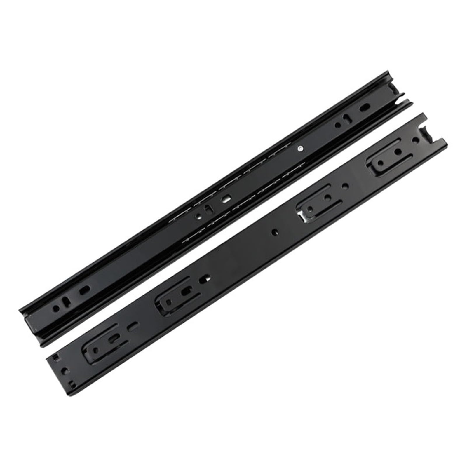 Oumifand 3508Black14inch340mm 35 Wide Furniture Steel Ball Slide Mute Cabinet Wardrobe Rail Three-Section Drawer 2Pcs(3508Black14inch340mm)