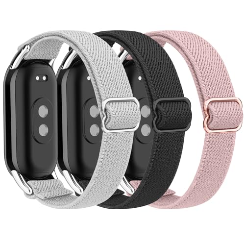 Tobfit Bracelet pour Xiaomi Mi Band 10/9 / 8 Femme Homme, Lot de 3 Bracelets Sport Élastiques de Remplacement pour Xiaomi Smart Band 8/9/10 Bracelet de Montre...
