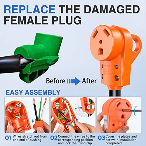 Image of Nilight 30 Amp RV Replacement Plug Receptacle ETL Listed NEMA TT-30R | 125 Volt Heavy Duty Female Plug Socket with Handle for RVs Camper Caravan Motorhome Van Trailer