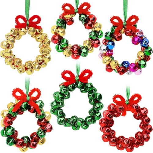 AWHETIE Christmas Crafts for Adults,6 Sets Christmas Beaded Ornament Kit to Make,Jingle Bell Wreath Ornament,DIY Xmax Tree Kits Holiday Tree Decorations Party Supplies