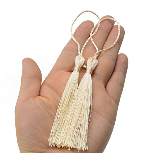 Image of Makhry Tassels 100pcs Bookmark Tassels with Tight Knot 13cm /5 Inch for Crafts Bookmarks Jewelry Making Graduation Gifts DIY Phone Accessory (Cream)
