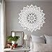 Mandala Decalcomania Da Muro, Boho Yoga Art Vinile Adesivo Fiore Bohemian Mandala Sticker Per Soggiorno Camera Da Letto Wallpaper-57X57Cm Bianco