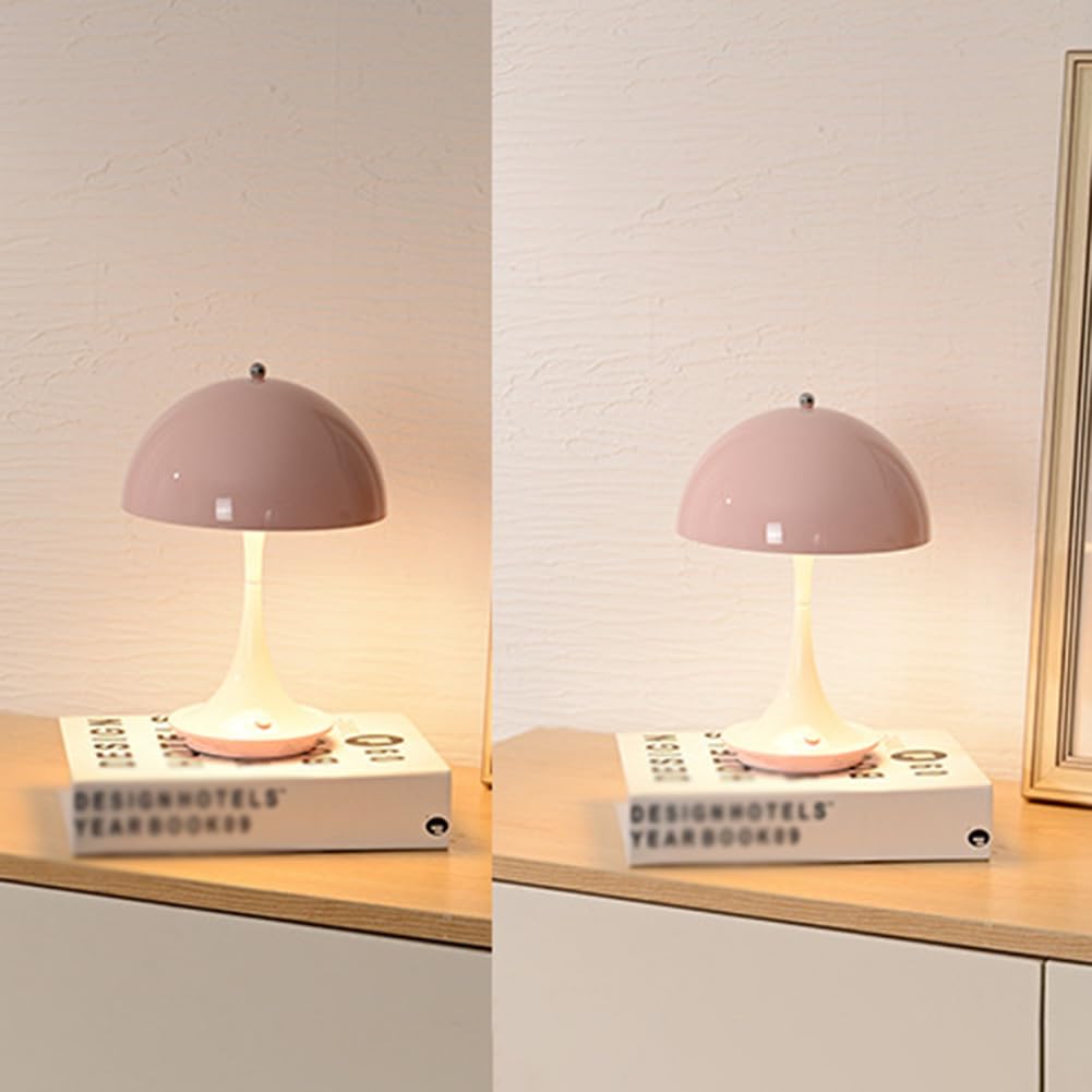 Pilz Lampe Kabellos Tischleuchte Akku Pilzlampe Rosa