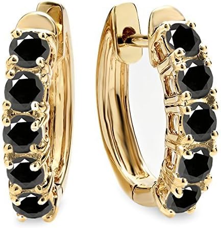 Dazzlingrock Collection Pendientes de aro de 1 quilate (quilates) de 14 quilates para mujer, oro amarillo