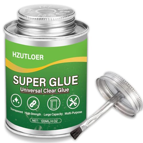 Hzutloer Super Glue,Clear Glue with Brush,All Purpose Strong Adhesive,Instant Superglue Multi-Purpose Glue for Wood,Ceramic,Leather,Plastic,Glass,Metal,Rubber,DIY Crafts