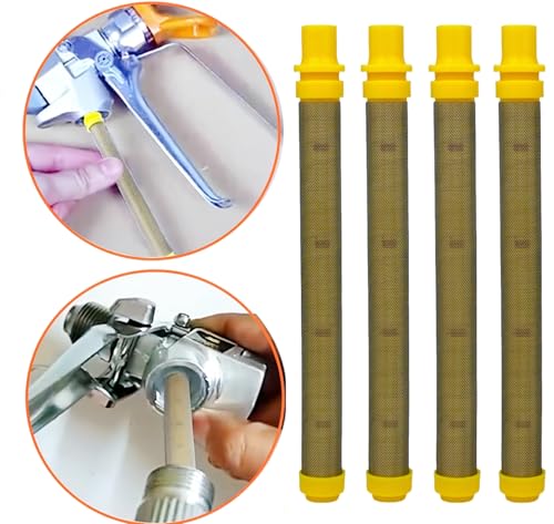 Image of 15 Pack 100 Mesh Spray Gun Filter for Titan Wagner SprayTECH, Yellow | Fits for Titan 581-062, Wagner 0089959, SprayTECH 0515220; 4 inch yellow 100 mesh push-on filters, 15 pack.