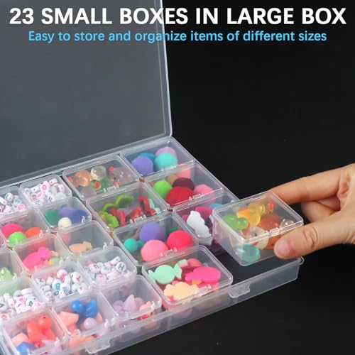 Image of 4 Pack Bead Storage Organizer Box - 23 Grids Clear Plastic Bead Organizer Boxes Clear Small Bead Storage Case for Bracelet Making DIY Jewelry Craft Nail Earrings Desktop Organizer