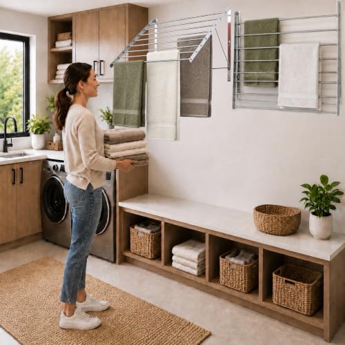 Image of Smartsome Wall Mounted Clothes Drying Rack, 22 inch Wide