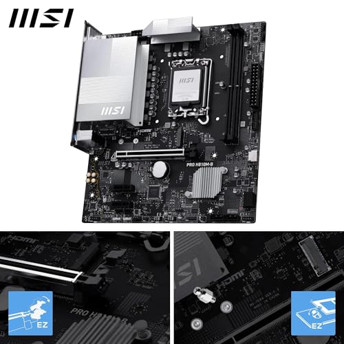 Image of MSI PRO H810M-B Motherboard, mATX - Supports Intel Core Ultra Processors (Series 2), LGA 1851 - DDR5 Memory Boost (6400 MT /s MAX), PCIe 5.0 x16, M.2 Gen4, 2.5G LAN