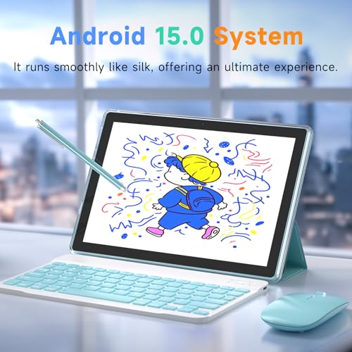 Image of Android 13 Tablet with Keyboard, 2024 Newest 10 Inch 2-in-1 Tablet, 8GB RAM+128GB ROM /1TB Expandable Tablet PC, Quad-Core 2.0GHz CPU 10 Inch HD Screen, 2.4G /5G WiFi 6 BT 5.0 Tablet with Case