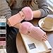 Snacko Fashionable Faux Rabbit Fur Knitted Fingerless Mittens - Soft & Warm Winter Wrist Hand Warmers For Outdoor Activities(WHITE)