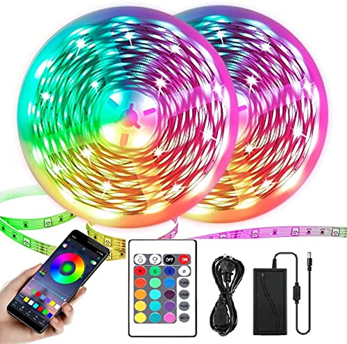 Crazy Deals Led Strip Light with Remote 65.6ft/20M, Nosaa Music Sync Strip Lighting with Bluetooth App Control, RGB Colour Changing Strip Lights with US Plug, Ideal for Bedroom TV Decoration