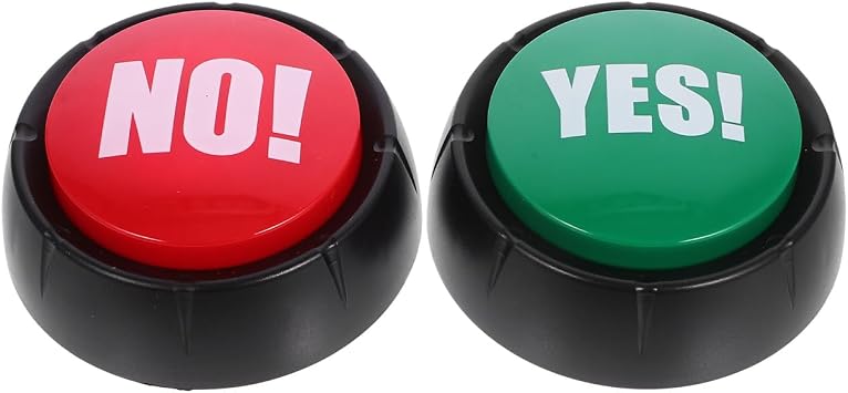 Ciieeo 2pcs YES NO Sound Button Toy, Funny Prank Responder for Desk, Classroom, Office, Sporting Event, Dance Party