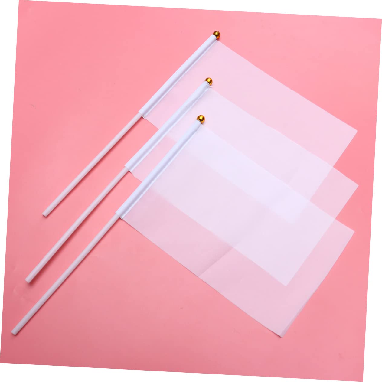 STOBOK 72pcs Hand- White Flags for Referees and Racing Events Waving Banners for Sports Parties and Celebrations Easy to Assemble and Hold