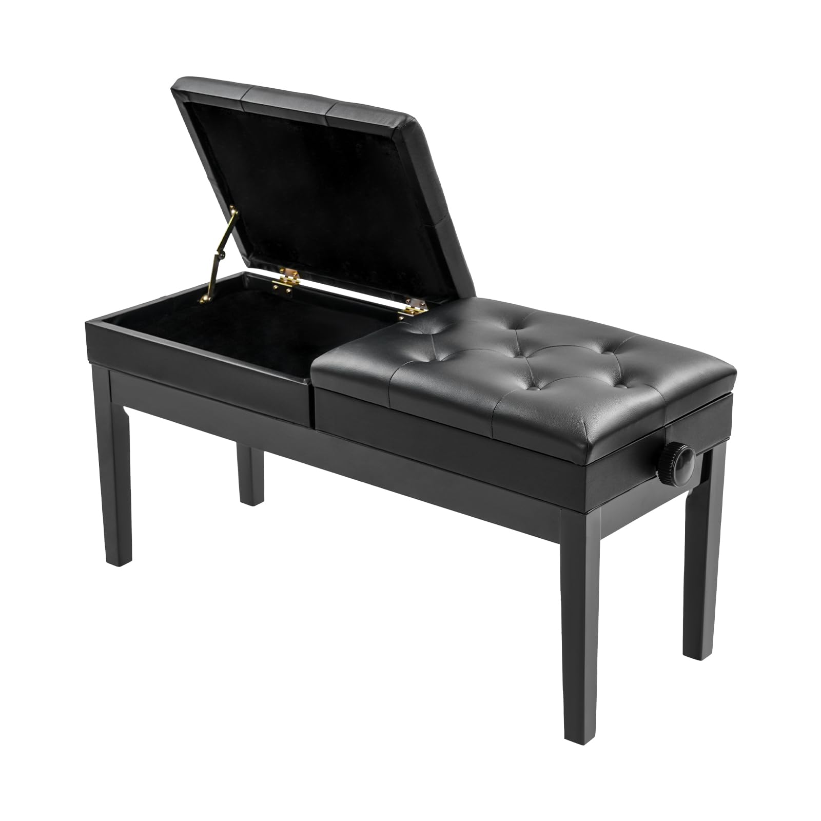 Taburete de piano regulable en altura para 2 personas, capacidad de carga de 200 kg, banco para piano con espacio de almacenamiento y cojín de piel sintética, ideal para casa, conciertos y