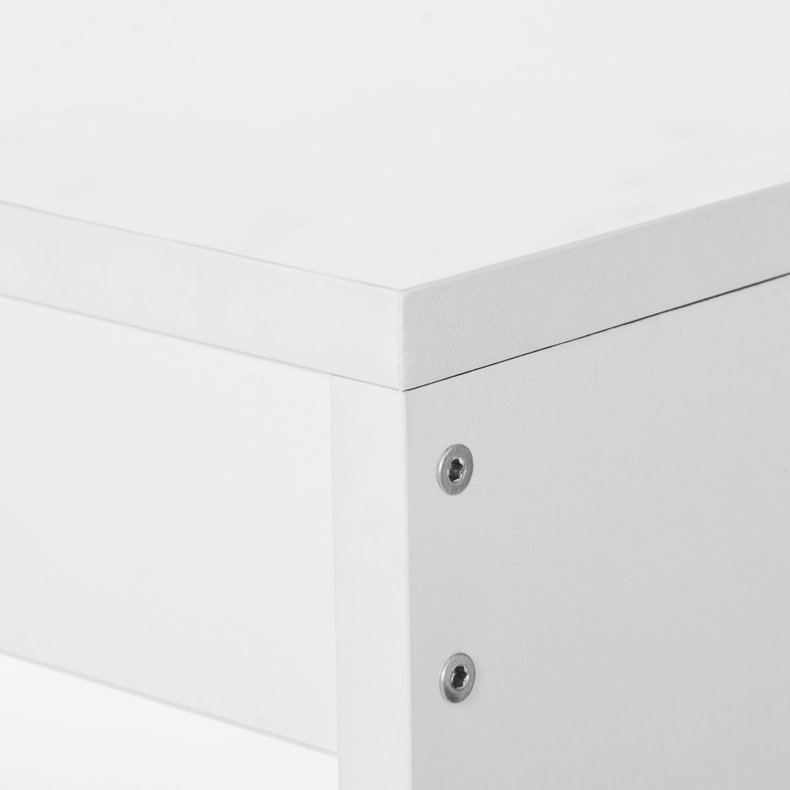 Mondeer Scrivani, Scrivania per Computer con Ripiani a 3 Livelli, Salvaspazio, per Ufficio Domestici Postazioni di Lavoro Camera da Letto Studio, 110 x 40 x 92 cm, Bianco e Legno