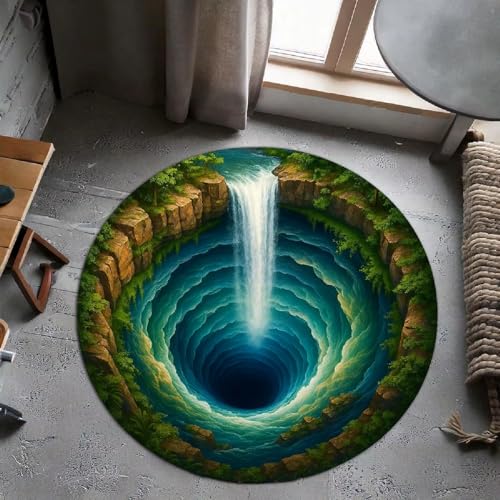 3D Illusion Riss Rund Teppich Für Wohnzimmer, Große Designs Mit...