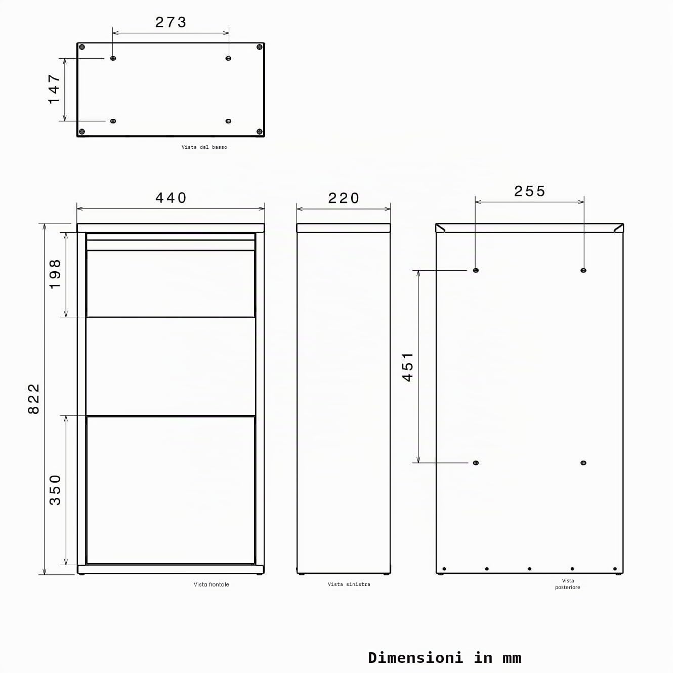 Metzler cassetta postale esterna acciaio inox ricezione senza contatto e serratura a cilindro grigio alluminio RAL 9007 capienza pacchi fino a 25 x 17,5 x 10 cm montaggio parete su palo antiruggine