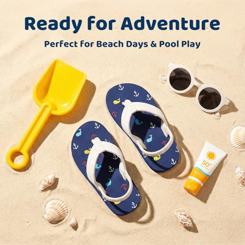 Image of Boys Girls Strap Flip Flops Sandals Cute Cartoon Unicorn Shark Toddler Flip Flop Kids Pool Beach Flat Slide Summer Water Shoes