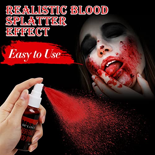 De'Lanci 2 Pcs Fake Blood Splatter ,De'Lanci Halloween Fake Blood Makeup Kit Washable ,Special Effects Fake Blood Spray For Zombie Vampire Clown Cosplay Mouth Eyes Clothes Dress Up ,Sfx Makeup Set Safe Paint ,100Ml thumb #1