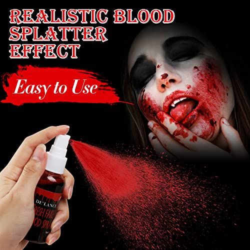 DE'LANCI Sangue Finto,Halloween Sangue Zombie，Costume Effetto Speciale Del Terrore，Trucco di Scena，Scherzo (2 PZ FAKE BOOD SPRAY)