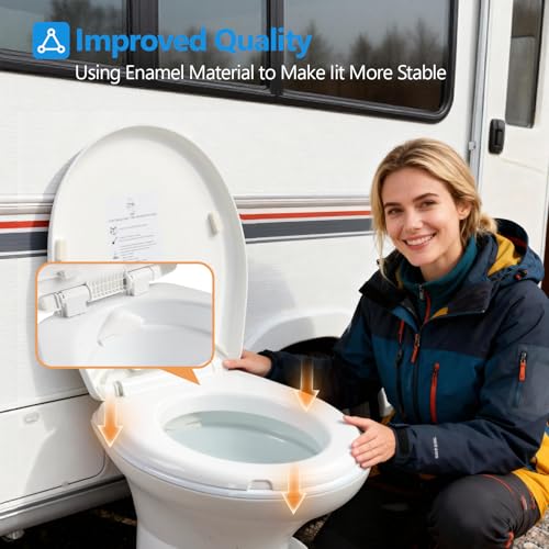Image of VINGLI RV Toilet, Gravity Flush Toilet with Foot Pedal Flush, Standard Height Gravity Camper Toilet For RVs, Trailers, and Outdoor Campers, Enamel Bowl