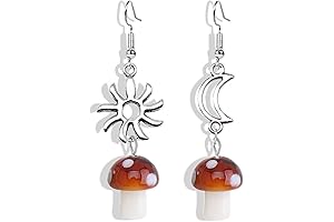 QLYOVWE Handmade Mushroom Rings for Women Vintage Boho Moon Sun Rings Handmade...