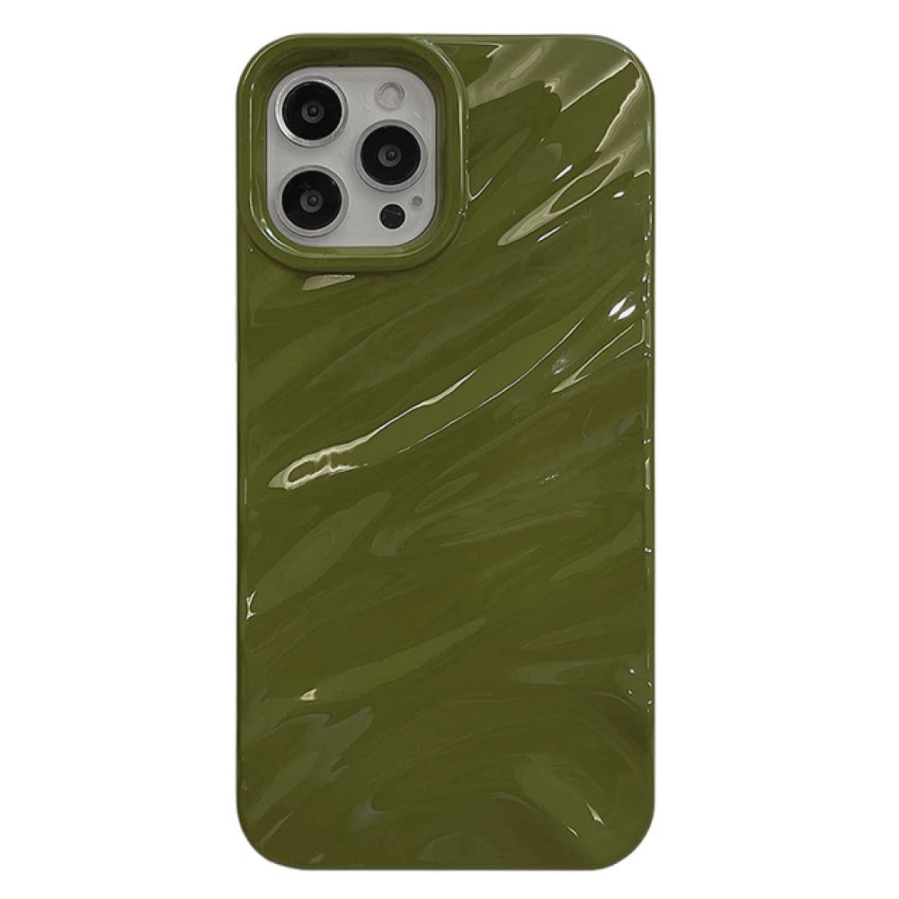 Coque de luxe rétro iPhone 14 Pro antichoc motif ondulé chic vert - 7