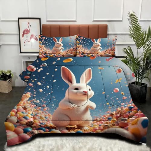 ZZXHG Nórdico de Tamaño Gigante | Conejo Animal 3D, Edredón Mullido y Transpirable, Sustituto Edredón de Plumas, con 2 Fundas de Almohada, para Cama de 180 cm_j13104