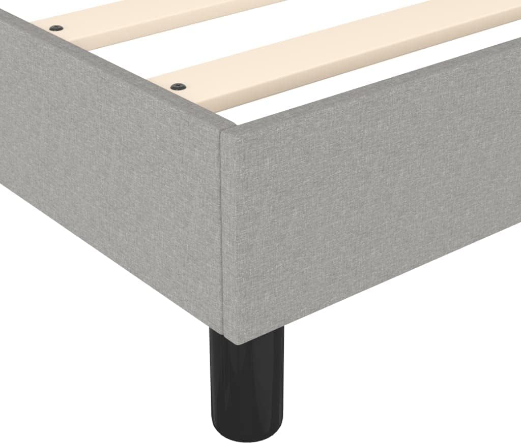 King Size Bed Frame Light Grey Polyester Fabric Upholstered Platform with Durable Engineered Wood Foundation and Slatted Mattress Support for Modern Bedroom Stability