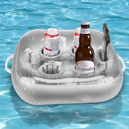 Mineup Aufblasbarer Schwimmender, Getränkehalter Pool, 6 Löcher Aufblasbarer Getränkehalter, Floating Poolbar Aufblasbar, Schwimmende Coasters, Pool getränkehalter für Party, Beachparty