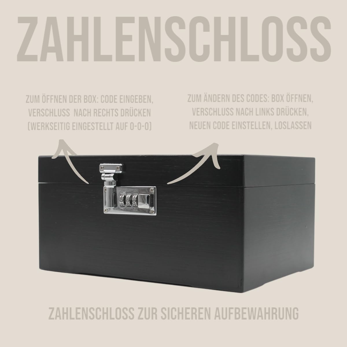 Stash Box aus Bambusholz mit Zahlenschloss | 4-teiliger Premium Grinder aus Metall mit Rolling Tray Set, Paper Spender und zwei geruchsdichte Glasbehälter