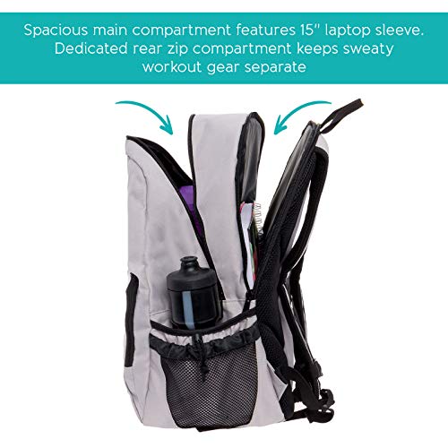 LISH Vinyasa Yoga Mat Backpack - Multipurpose Lightweight Gym Tote Bag with Straps (Light Grey)