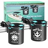 Seaperk Marine Boat Rail Cup Holder, No Drilling Install On Bimini Top Conver Rail Or Pole, Grip Rail, Grab Bar, Boat Gifts for Boat Lover, Cup Holder for PWC, Jet Ski, Seadoo, Pack of 2
