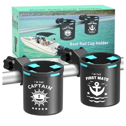 Seaperk Marine Boat Rail Cup Holder, No Drilling Install On Bimini Top Conver Rail Or Pole, Grip Rail, Grab Bar, Boat Gifts for Boat Lover, Cup Holder for PWC, Jet Ski, Seadoo, Pack of 2