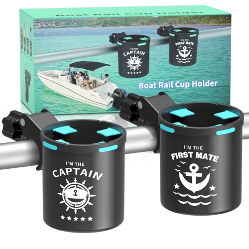 Seaperk Marine Boat Rail Cup Holder, No Drilling Install On Bimini Top Conver Rail Or...