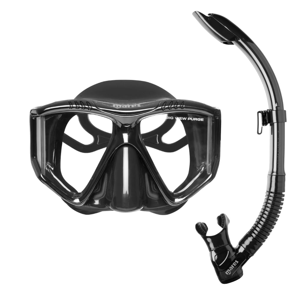 Mares Combo Big View Purge Splash – Kit Masque Tuba Adulte, 4 Verres, Vision Large, Tuba Semi-Dry