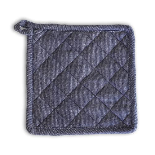 Image of 2 Oven Mitts and 2 Pot Holders Set-Cotton Heat Resistant Pot Stand and Kitchen Gloves-Heat Proof-Free Size-Combo Set (Blue)