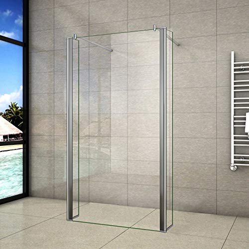 Mamparas de Ducha Panel Fijo 50cm con Doble Panel Lateral Abatible 40cm, Cristal Templado 8mm Antical con 2 Barras 70-120cm