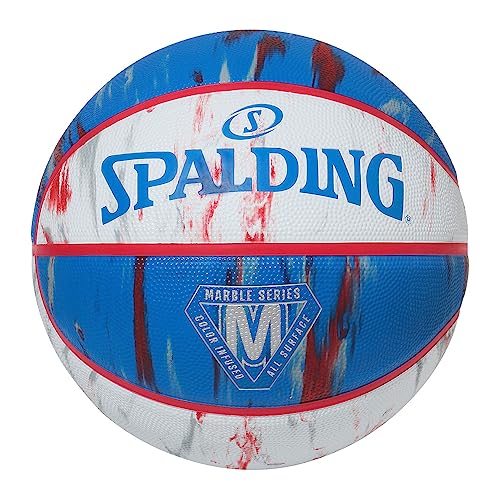 Ballon de basket-ball Spalding Marble No 7 en caoutchouc rouge blanc bleu