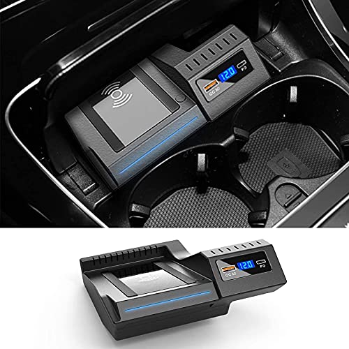 XLARSH Wireless Car Charger for Mercedes-b-ENZ GLC 2016-2019 15W Qi Quick Charge Non-Slip Phone Charger with 18W QC 3.0 USB Port Panel Pad Center Console Accessories