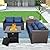 Patio Furniture Set 4 Piece Patio Furniture Set Patio Loveseat 50000 BTU Propane Fire Pit Storage Box with Non-Slip Cushions and Waterproof Covers, Navy Blue