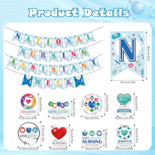 Image of Happy CNA Week Decorations - 12PCS Happy National Nursing Assistant Week Banner Hanging Swirls Party Decor 2026, National CNA Week Party Supplies for Hospital
