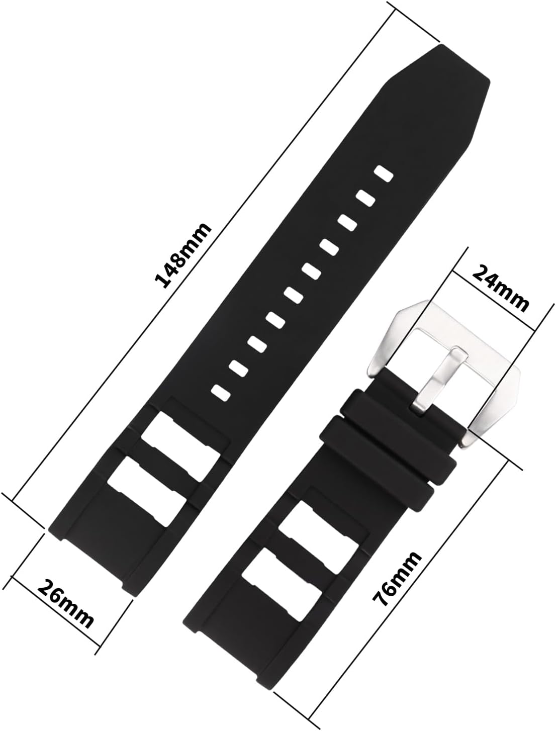 replacement for Invicta Russian Diver 1201 1242 1805 1845 1959 26mm Black Rubber Silicone Watch Band Strap Wirstband accessories for Men and Women