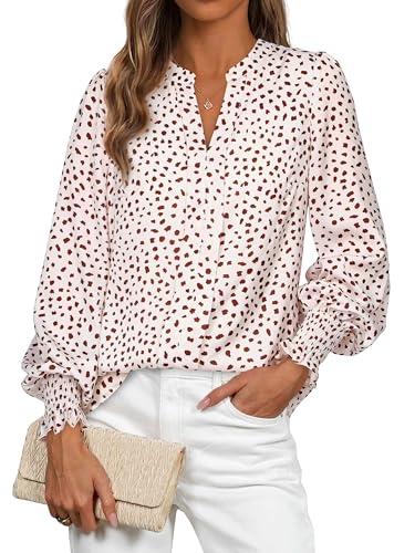 MASCOMODA Womens Boho Floral Long Sleeve Tops Fall Fashion 2025 V Neck Loose Chiffon Work Blouses Dressy Casual Ruffle Shirts