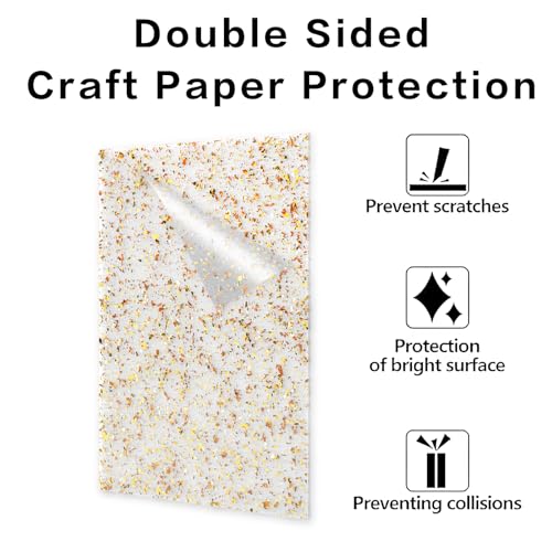 Image of Glitter Translucent Irregular Acrylic Sheet -1 /8 Thick Sparkly PMMA Acrylic Panels for Crafts Jewelry Display Sign DIY Decor Ornaments, Glitter Sheet for Glitter, CO2 Laser (3, Gold, 8x12inch)