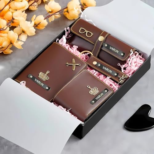 Image of Thebaegift Personalized 5 Pcs Gift Set for Men | Customised Birthday Gift for Men, Brother, Father, Husband with Name Engrave | Customized Gift Hamper for Man Unique Birthday Anniversary Gift